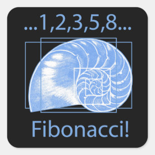 Sticker Carré Rapport d'or, spirale de Fibonacci