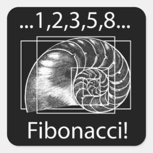 Sticker Carré Rapport d'or, spirale de Fibonacci