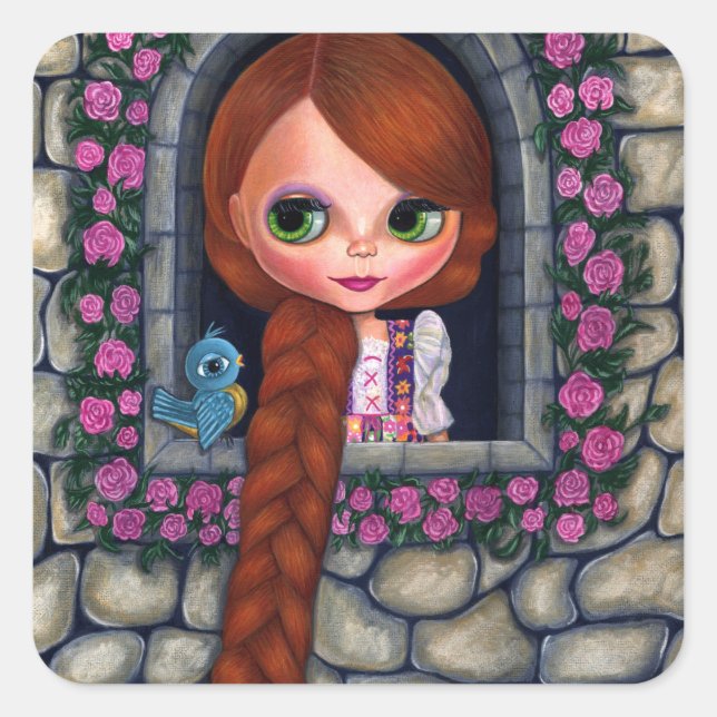 Sticker Carré Rapunzel Big Eyes Girl (Devant)