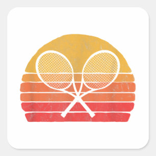 Sticker Carré Raquettes de tennis croisées Retro 80s Sun Vintage