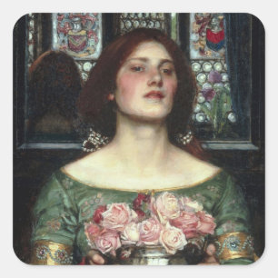 Sticker Carré 'Rassemblez Ye Rosebud Pendant Ye May' John Willia