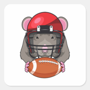 Sticker Carré Rat au football