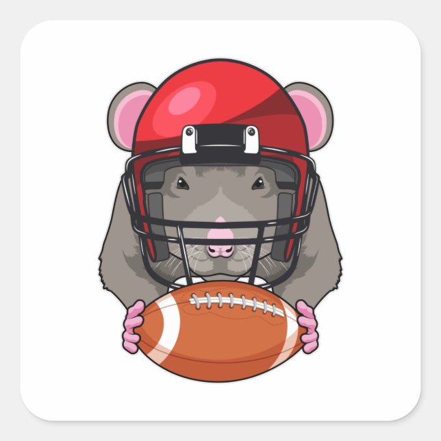 Sticker Carré Rat au football (Devant)