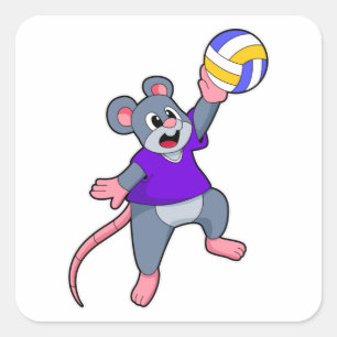 Sticker Carré Rat au Volleyball Sports
