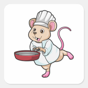 Sticker Carré Rat comme Cuire avec Pan & Cuisine casquette