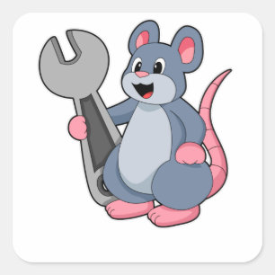 Sticker Carré Rat comme mécanique avec clé