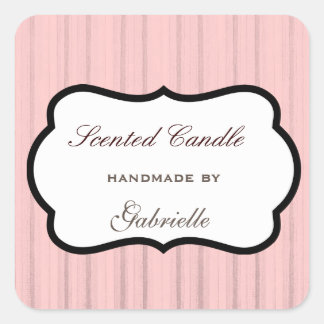 Sticker Carré Rayure rose élégante et wimsical