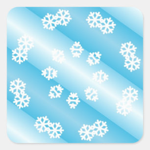 Sticker Carré Rayures bleues avec motif de flocon de neige
