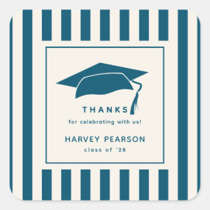 Sticker Carré Rayures bleues personnalisées pour une fête de fin