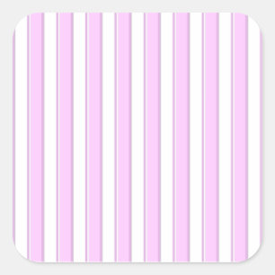 Sticker Carré Rayures roses sur fond blanc