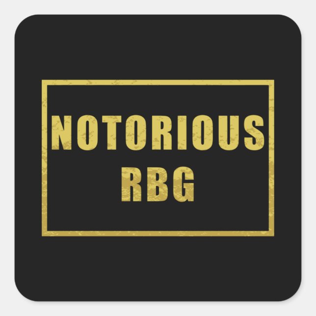 Sticker Carré RBG - Hommage Féministe Noir & Or (Devant)