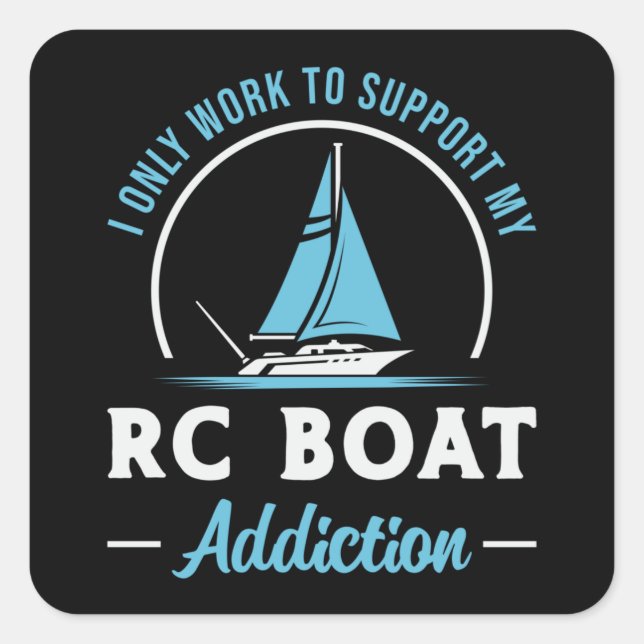 Sticker Carré RC Boat Addiction Remote Model Fundy RC Boats (Devant)
