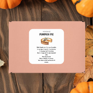 Sticker Carré "Recette de tarte Citrouille - automne sucré et fe