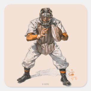Sticker Carré Receveur de base-ball