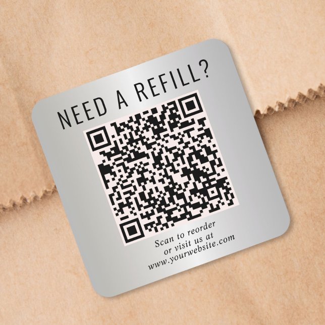 Sticker Carré Recharge Code QR Argent (Créateur téléchargé)
