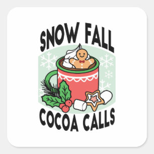 Sticker Carré Réchauffez-vous avec les appels de cacao de neige 