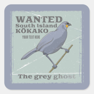 Sticker Carré Recherché South Island Kokako