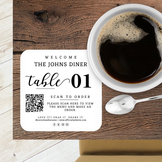 Sticker Carré Rechercher Un Menu, L'Aimer, L'Accrocher, Le Parta (Créateur téléchargé)