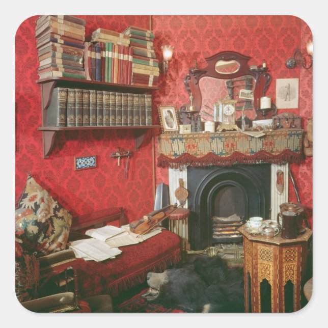 Sticker Carré Reconstruction de la chambre de Sherlock Holmes (Devant)