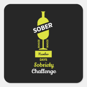 Sticker Carré Récupération des toxicomanes alcooliques Sober AF