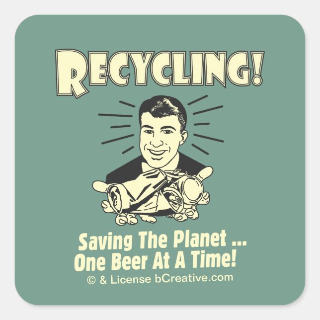 Sticker Carré Recyclage : sauver la planète (Devant)