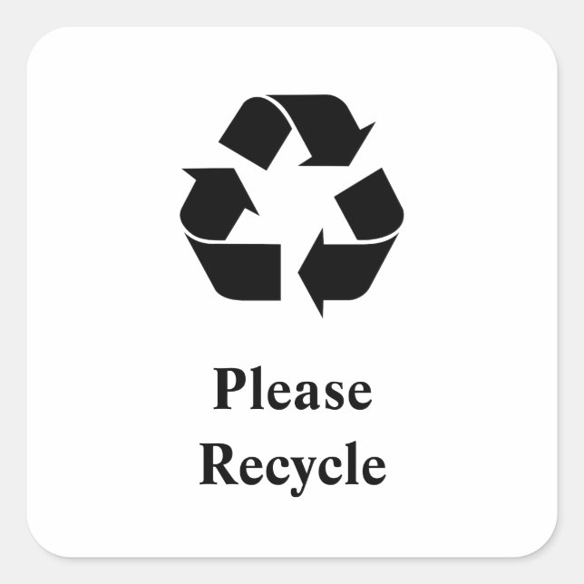 Sticker Carré Recycler avec symbole de recyclage (Devant)