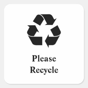 Sticker Carré Recycler avec symbole de recyclage