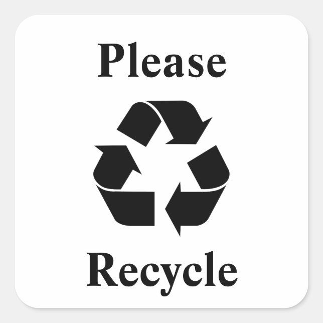 Sticker Carré Recycler avec symbole de recyclage (Devant)