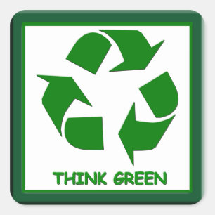 Sticker Carré Recycler l'autocollant vert Pense