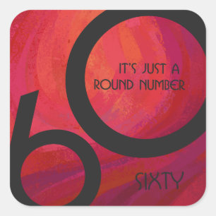 Sticker Carré Red 60 Dix Anniversaire