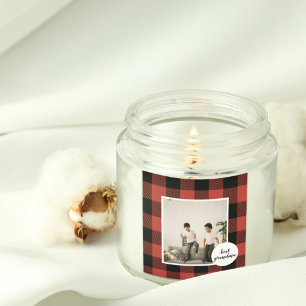 Sticker Carré Red Buffalo Plaid Meilleur Cadeau Grand-Mère Avec 