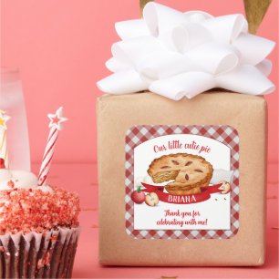 Sticker Carré Red En vichy Apple Cutie Pie Anniversaire