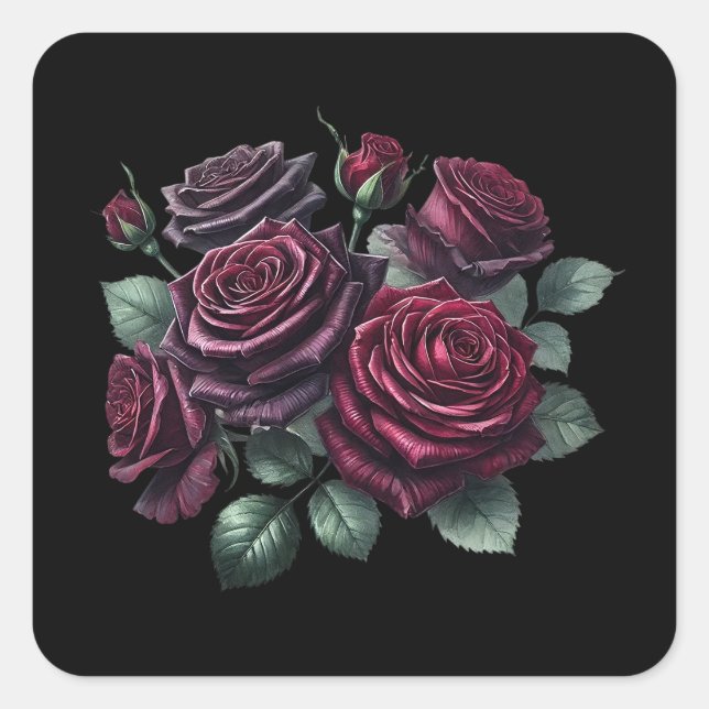Sticker Carré Red Gothic Roses (Devant)
