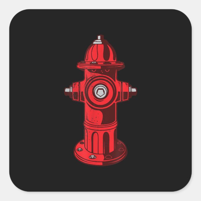 Sticker Carré Red Graphic Fire Hydrant Pompier Cadeaux de travai (Devant)