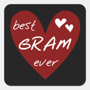 Sticker Carré Red Heart Best Gram Ever Tshirts et cadeaux