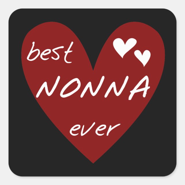 Sticker Carré Red Heart Best Nonna Jamais T-shirts cadeaux (Devant)