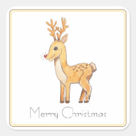 Sticker Carré Red Nose Reindeer 