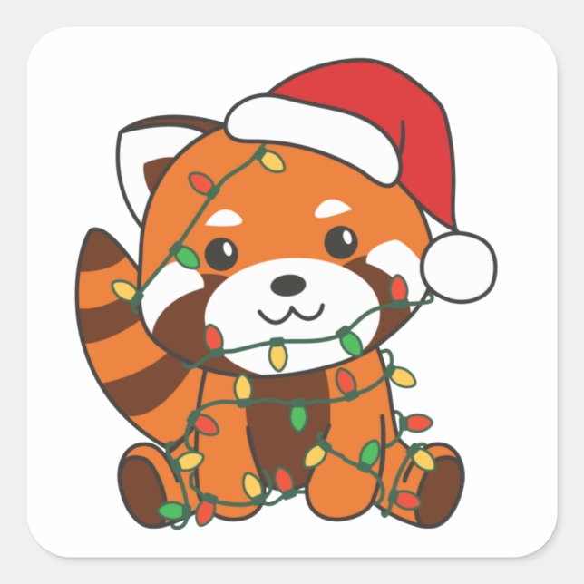 Sticker Carré Red Panda Christmas Animaux d'hiver Red Pandas Squ (Devant)