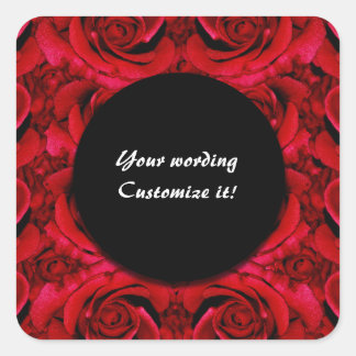Sticker Carré Red rose flower