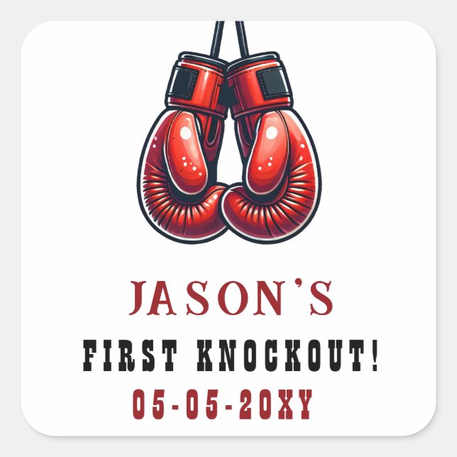 Sticker Carré Red Rumble First Knockout Boxing Anniversaire (Devant)