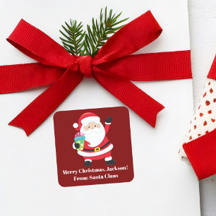 Sticker Carré Red Santa Claus Customisé Enfants Noël
