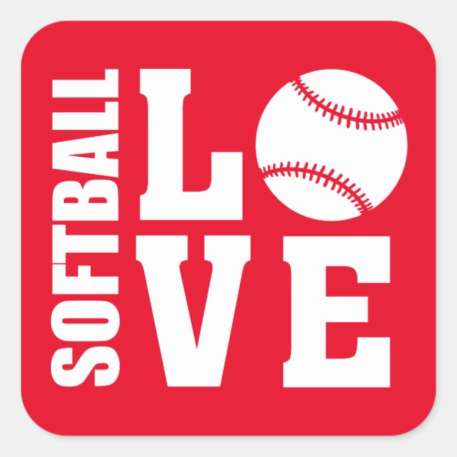 Sticker Carré Red Softball Love (Devant)