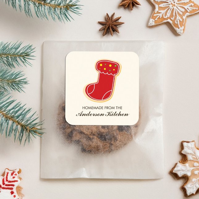 Sticker Carré Red Stocking Rainbow Sprinkles Cookie (Créateur téléchargé)