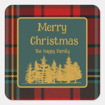 Red Tartan Plaid Joyeux Noël