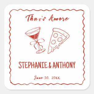 Sticker Carré Red Whimsical Frame That's Amore Italien Mariage