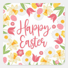 Red Yellow Floral Happy Easter 