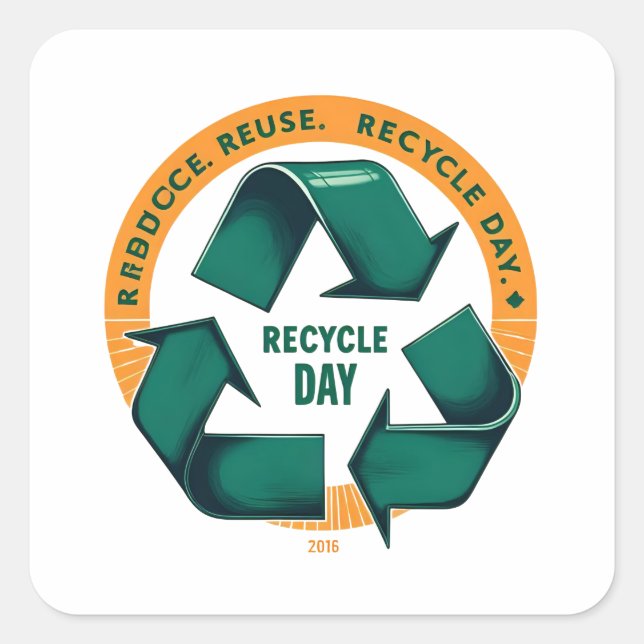 Sticker Carré Reduce Reuse Recycle Eco Tee (Devant)