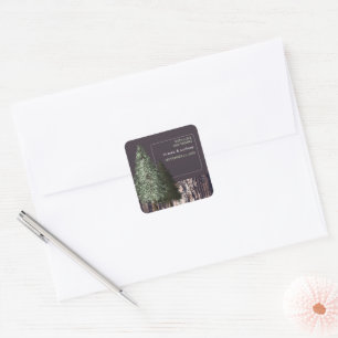 Sticker Carré Redwoods & Bark, Merci Mariage rustique