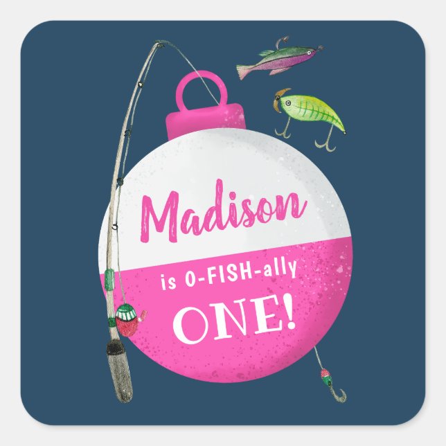 Sticker Carré Reeling dans le grand one Fishing Anniversaire (Devant)