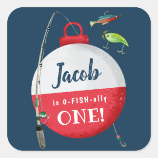 Sticker Carré Reeling dans le grand one Fishing Anniversaire